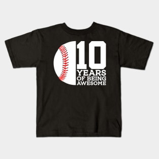 10 Years Of Being Awesome 10Th Birthday Baseball Kids T-Shirt